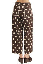 Entro Women's Brown Polka Dot Wide Leg Cropped Pants P31645