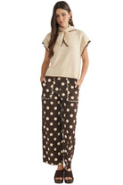 Entro Women's Brown Polka Dot Wide Leg Cropped Pants P31645
