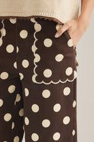 Entro Women's Brown Polka Dot Wide Leg Cropped Pants P31645