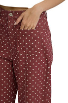 Entro Women's Burgundy Polka Dot Wide Leg Pants 