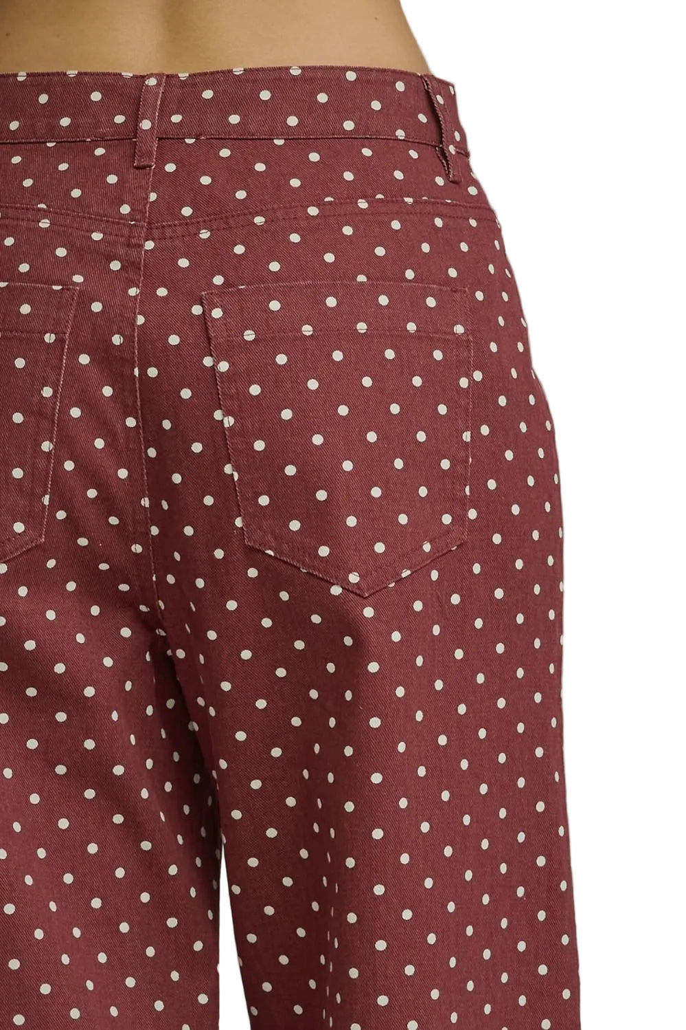 Entro Women's Burgundy Polka Dot Wide Leg Pants 