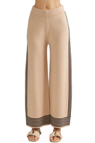 Entro Women's Black/Taupe Striped Wide Leg Pants 