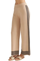 Entro Women's Black/Taupe Striped Wide Leg Pants 