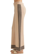 Entro Women's Black/Taupe Striped Wide Leg Pants 