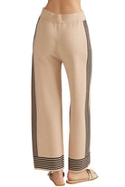 Entro Women's Black/Taupe Striped Wide Leg Pants 