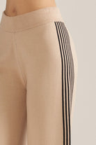 Entro Women's Black/Taupe Striped Wide Leg Pants 