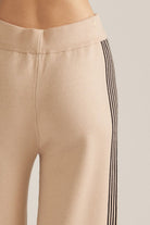 Entro Women's Black/Taupe Striped Wide Leg Pants 