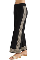 Entro Women's Black/Taupe Striped Wide Leg Pants