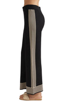 Entro Women's Black/Taupe Striped Wide Leg Pants