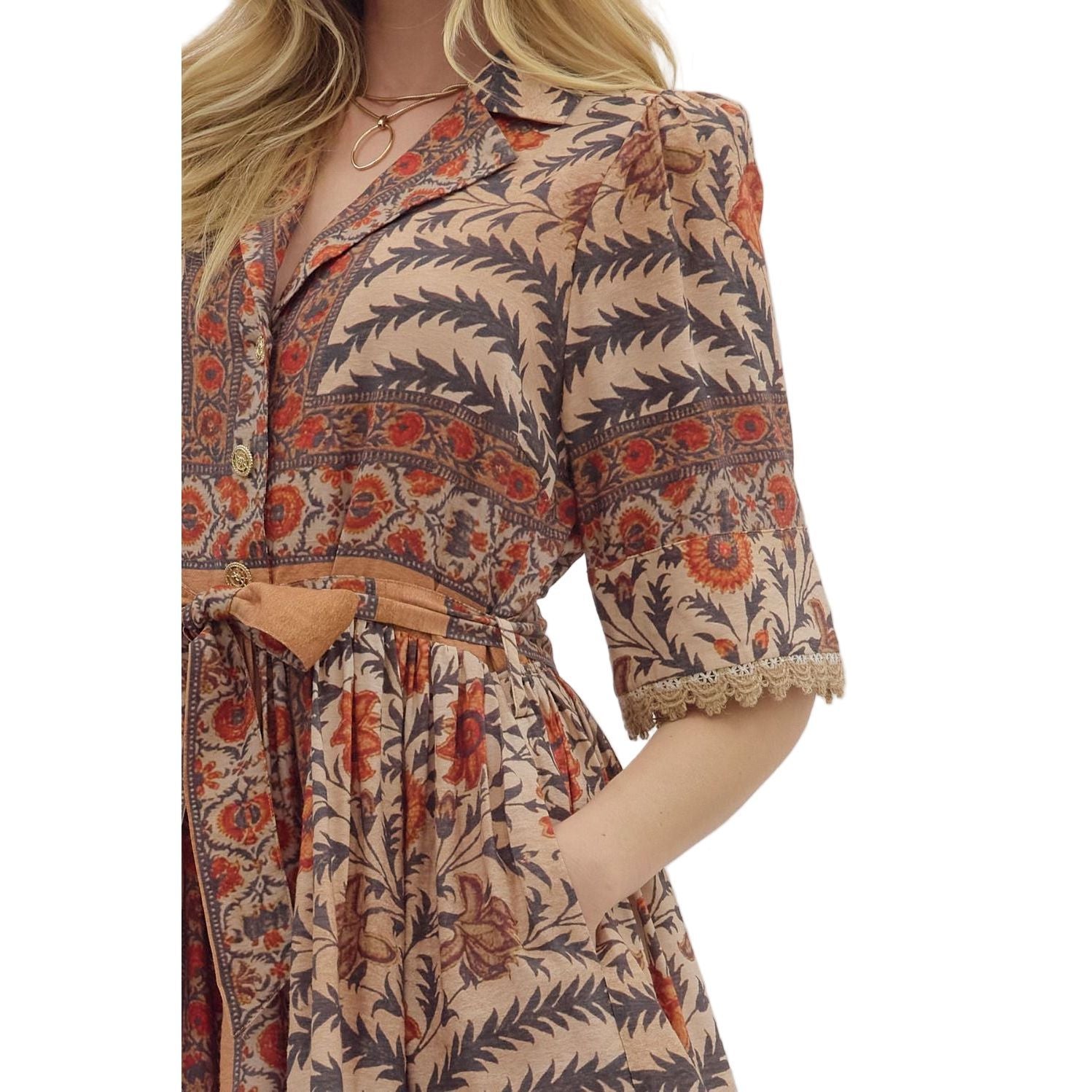Women's Entro Printed Short Sleeve Mini Dress D27993 Crazy House Western Wear Women's Entro Printed Short Sleeve Mini Dress D27993 Crazy House Western Wear