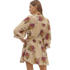 Women's Entro Floral Print Puff 3/4 Sleeve Mini Dress D29058