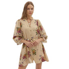 Women's Entro Floral Print Puff 3/4 Sleeve Mini Dress D29058