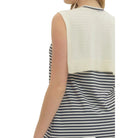 Women's Entro Sleeveless Striped Dress With Knit Scarf Attached D30174