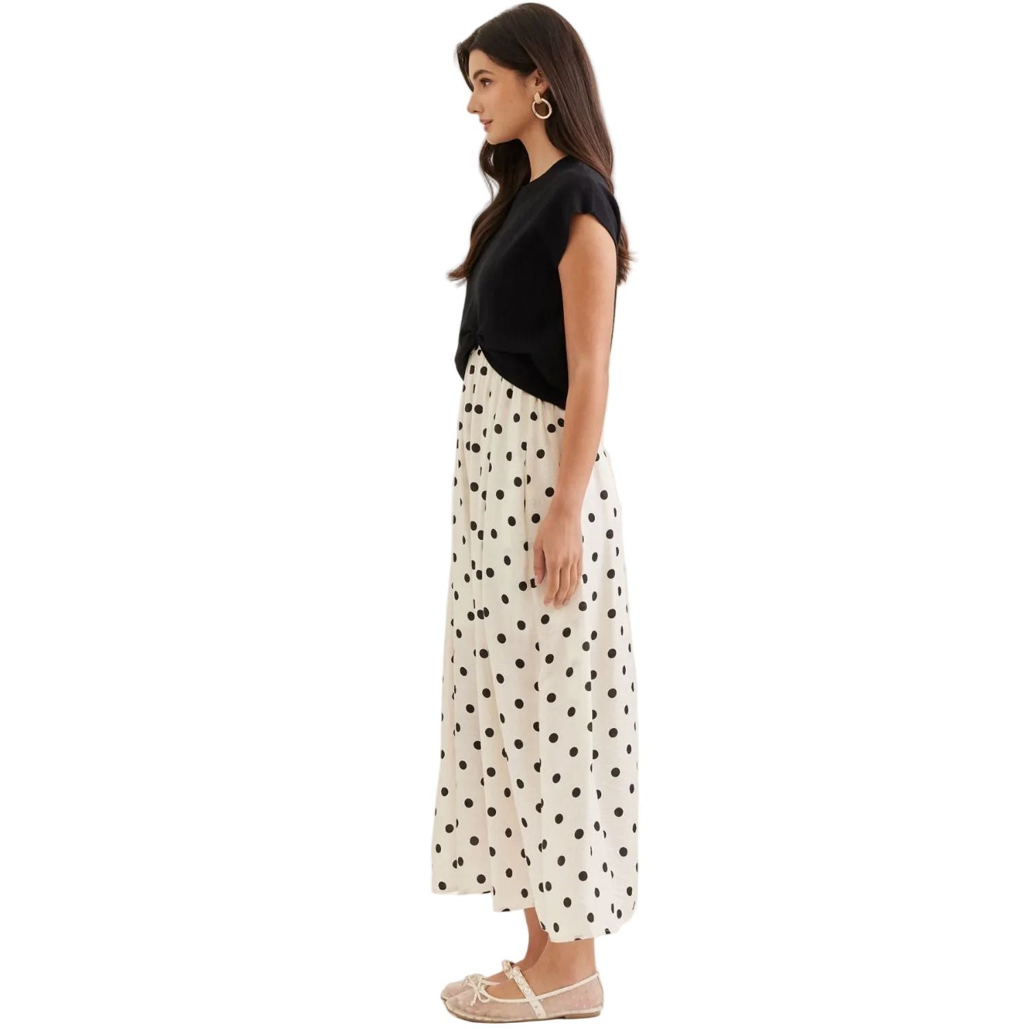 Women's Entro Layered Polka Dot Midi Dress D31521 M