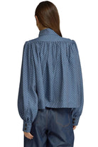 Entro Women's Denim Polka Dot Long Sleeve Jacket 