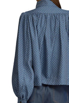 Entro Women's Denim Polka Dot Long Sleeve Jacket 