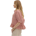 Women's Entro Stripe Patterned Ruffle Blouse T27230 - Crazy House Western Wear