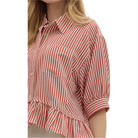 Women's Entro Stripe Patterned Ruffle Blouse T27230 - Crazy House Western Wear