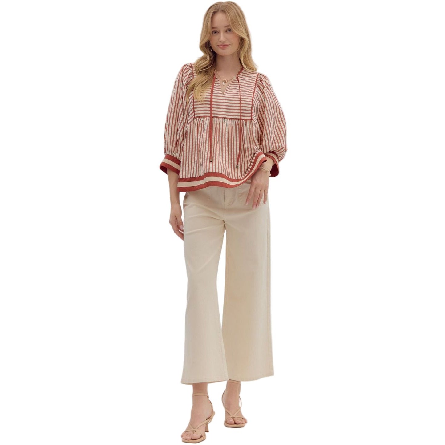 Women's Entro Striped Pattern Blouse T27889