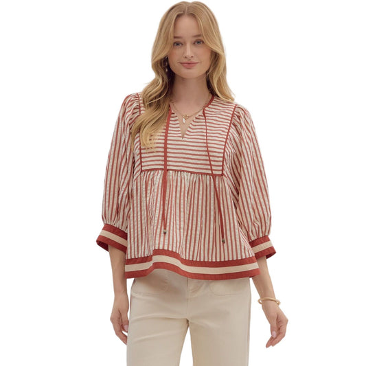 Women's Entro Striped Pattern Blouse T27889