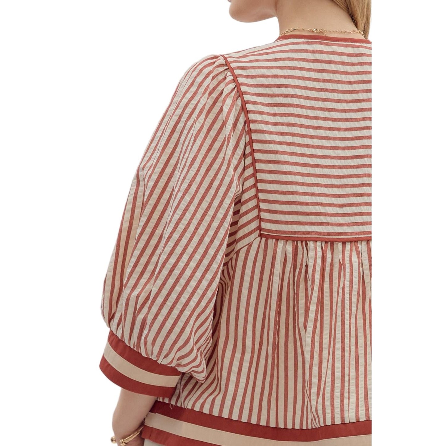 Women's Entro Striped Pattern Blouse T27889