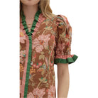 Women's Entro Floral Print Shoulder Puff Sleeve Blouse T27949 - Crazy House Western Wear
