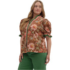 Women's Entro Floral Print Shoulder Puff Sleeve Top T27949P - Crazy House Western Wear