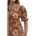 Women's Entro Floral Print Shoulder Puff Sleeve Top T27949P - Crazy House Western Wear