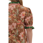 Women's Entro Floral Print Shoulder Puff Sleeve Top T27949P - Crazy House Western Wear