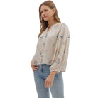 Women's Entro Floral Embroidery Long Sleeve Blouse T28040