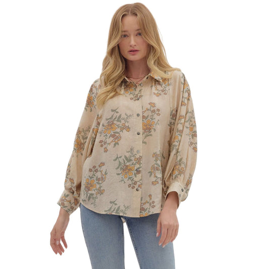 Women's Entro Floral Long Sleeve Blouse T28559