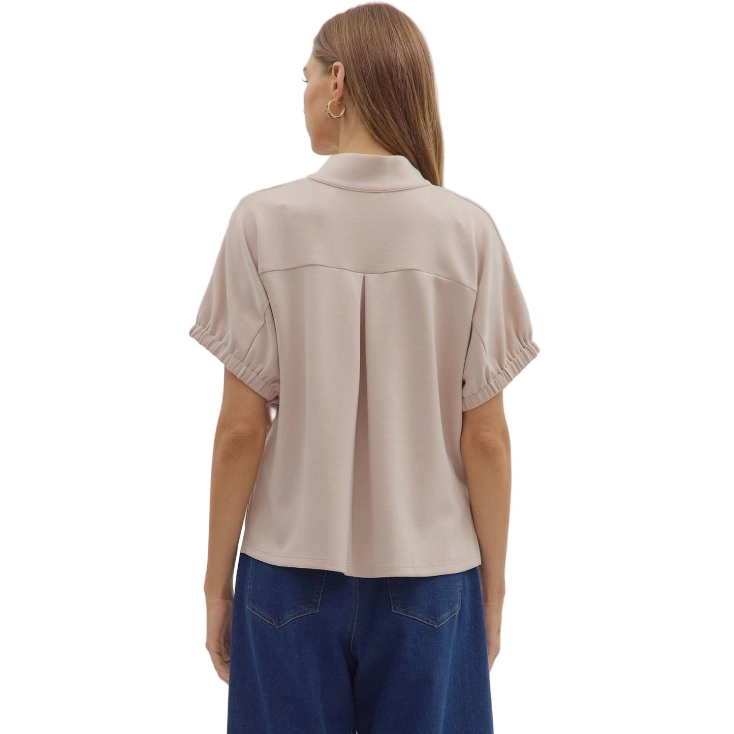 Women's Entro Solid Short Sleeve V-neck Top T28724