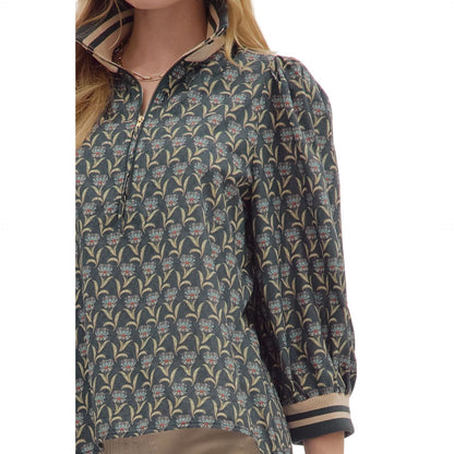 Women's Entro Floral Print 3/4 Puff Sleeve Top 