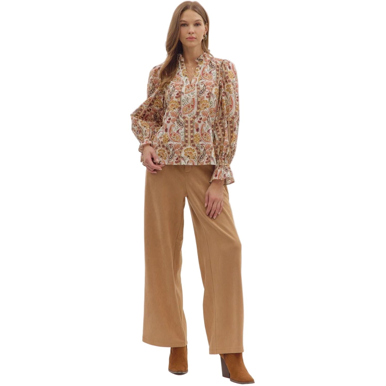 Women's Entro Paisley Print Long Sleeve Blouse T29010