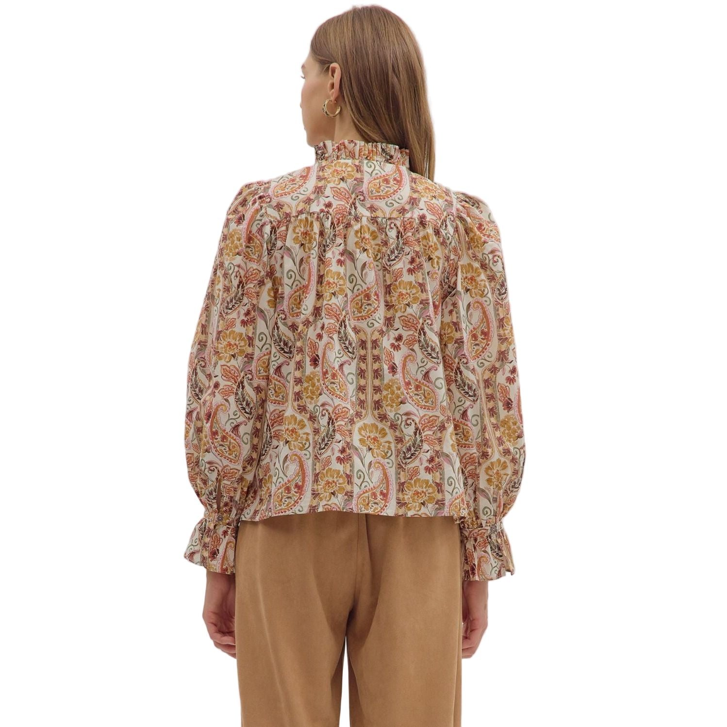 Women's Entro Paisley Print Long Sleeve Blouse T29010