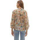 Women's Entro Floral Print 3/4 Sleeve Button Down Top T29041