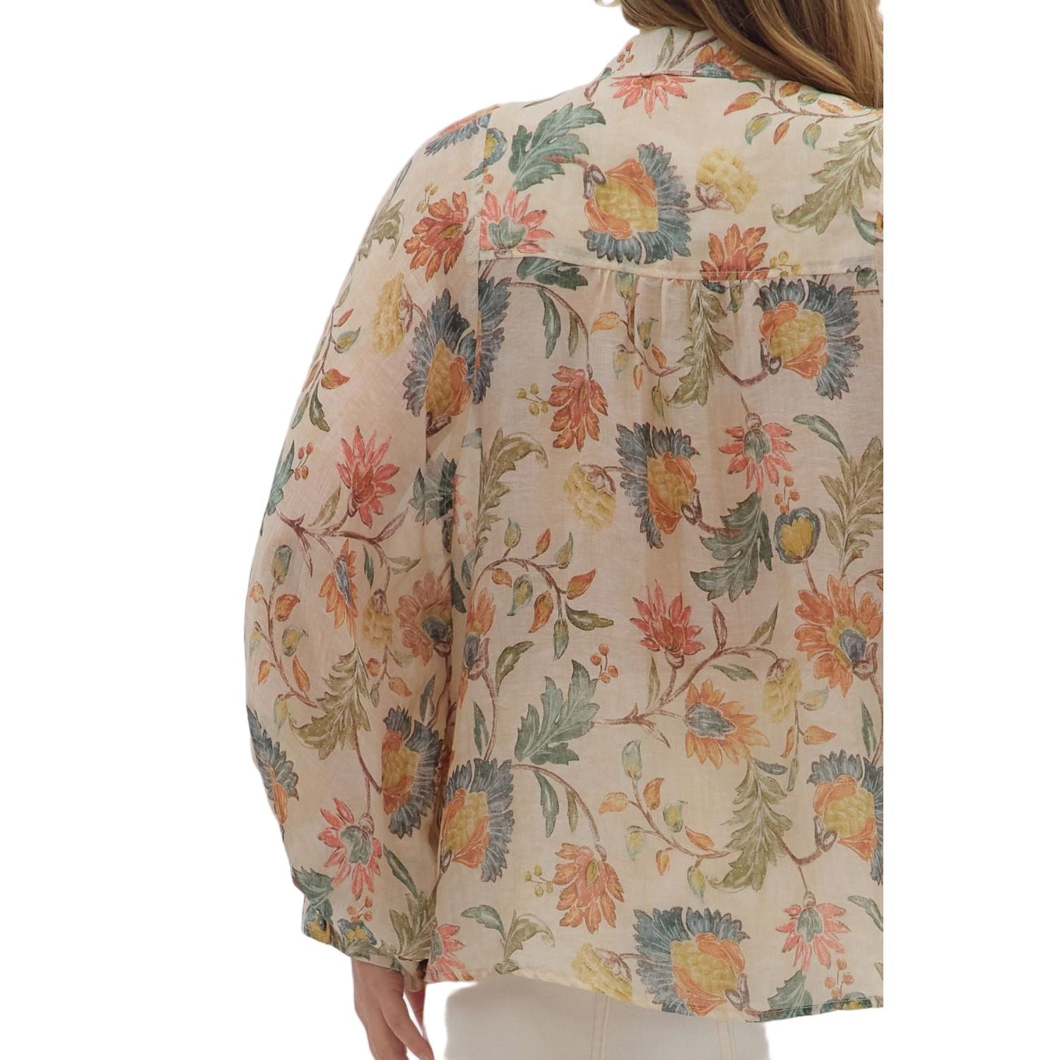 Women's Entro Floral Print Long Sleeve Button Down 