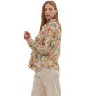 Women's Entro Floral Print Long Sleeve Bow Tie Blouse T29264