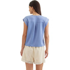 Women's Entro V-neck Solid Cap Sleeve Top T31008