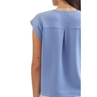 Women's Entro V-neck Solid Cap Sleeve Top T31008
