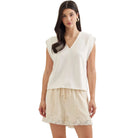 Women's Entro V-neck Solid Cap Sleeve Top T31008