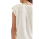 Women's Entro V-neck Solid Cap Sleeve Top T31008