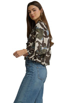 Entro Women's Ecru Floral Print Long Sleeve Blouse 
