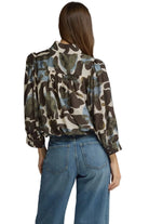 Entro Women's Ecru Floral Print Long Sleeve Blouse 