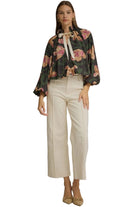 Entro Women's Pine Floral Long Sleeve Blouse 