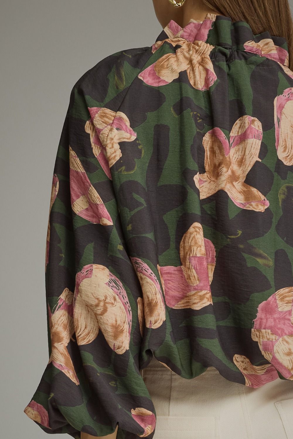Entro Women's Pine Floral Long Sleeve Blouse 