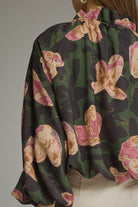 Entro Women's Pine Floral Long Sleeve Blouse 