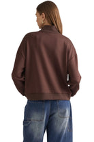 Entro Women's Brown Solid Knit Long Sleeve Sweatshirt 
