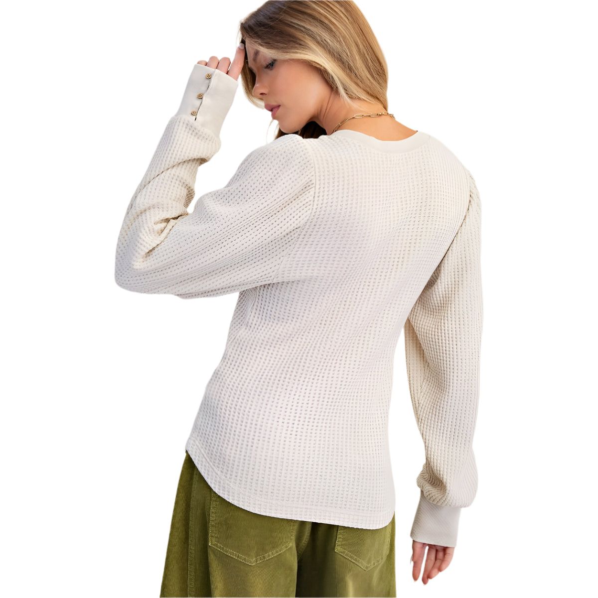 Women's Easel Long Sleeve Washed Thermal Henley Top ET71658 - Crazy House Western Wear