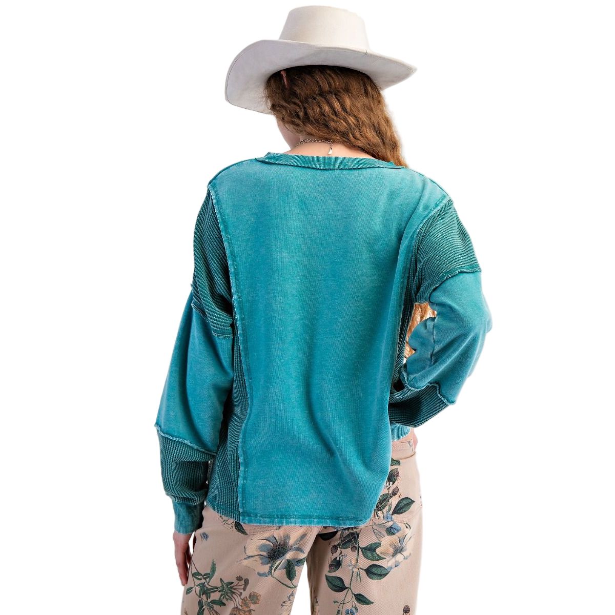 Women's Easel Thermal Mix Washed Terry Pullover